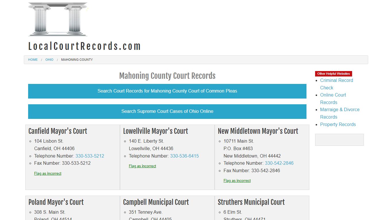 Mahoning County Court Records - Ohio